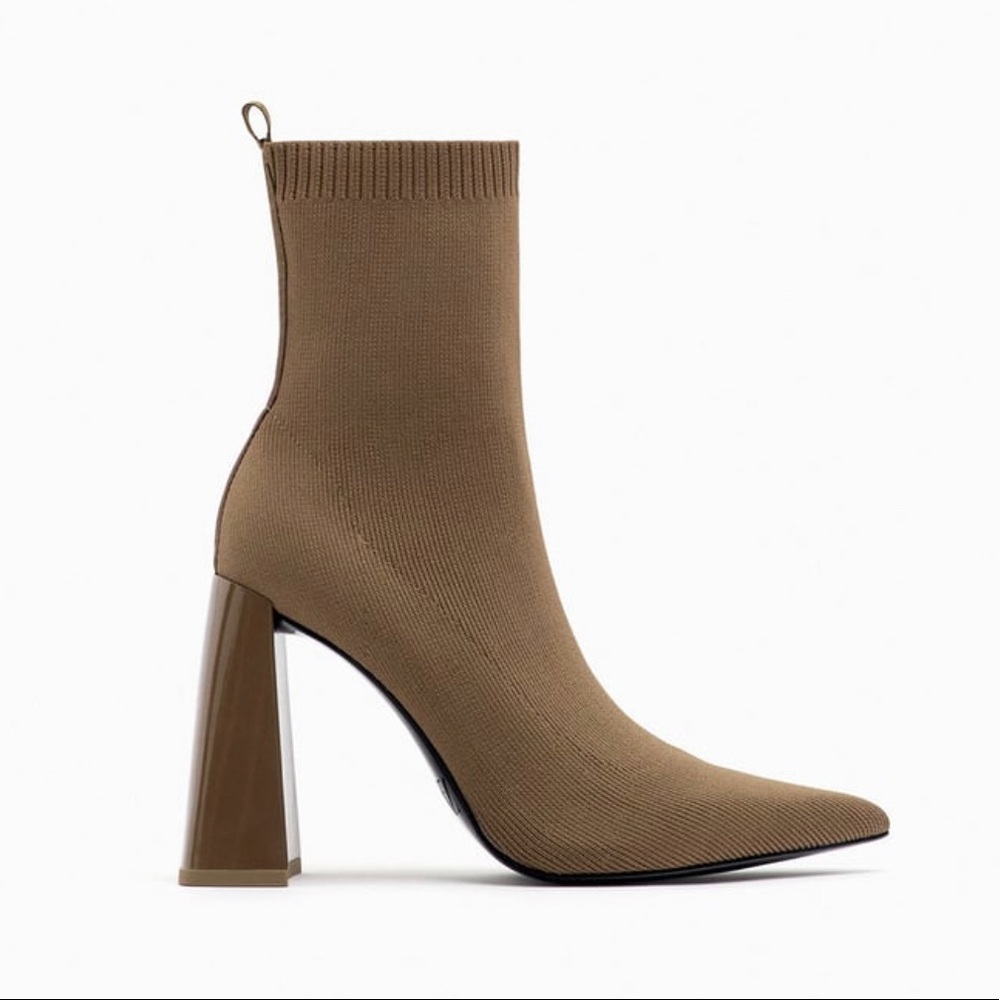 Zara Fabric Ankle Boot with Geometric Heel